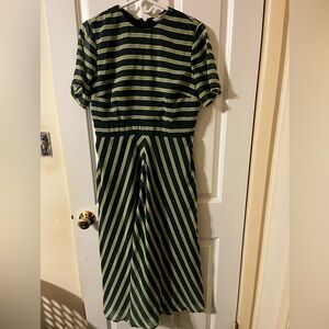 Eshaki Modest Green Striped Dress